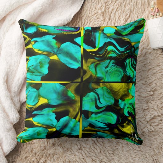 青 クッション (ブランケット)