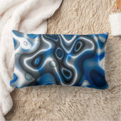 青/グレーフラクタルアートランバー装飾用クッション ランバークッション (ブランケット)