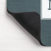 青 – グレーリネンのテクスチャ マウスパッド (コーナー)