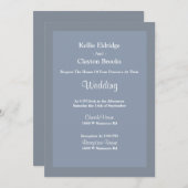 青/グレー枠結婚式招待状 招待状 (正面/裏面)