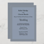 青/グレー枠結婚式招待状 招待状 (正面/裏面)