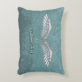 青 – グレー翼アクセント枕 アクセントクッション (正面(垂直))