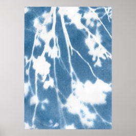 青 シアノタイプ 日本 桜 開花 ビンテージ風 ポスター