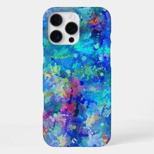 青+シアン+水色+紫の抽象的水彩画 iPhoneケース (裏面)
