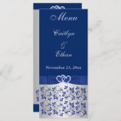 青、シルバーグレーフローラ、ハートメニューカード メニュー (正面/裏面)