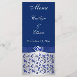 青、シルバーグレーフローラ、ハートメニューカード メニュー