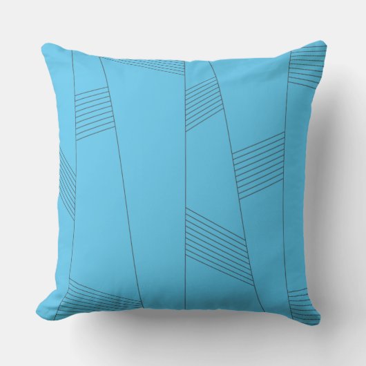 青、シンプル、エレガント抽象芸術線パターン クッション (正面)