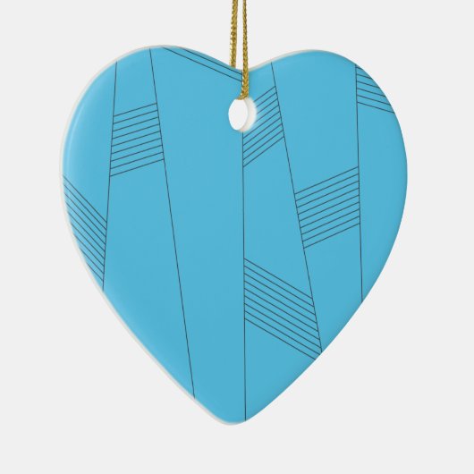 青、シンプル、エレガント抽象芸術線パターン セラミックオーナメント (右)