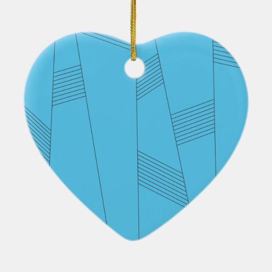 青、シンプル、エレガント抽象芸術線パターン セラミックオーナメント (裏面)