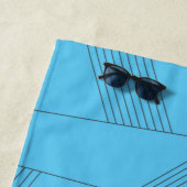 青、シンプル、エレガント抽象芸術線パターン ビーチタオル (インサイチュ)