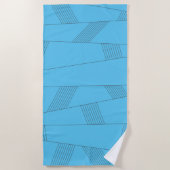 青、シンプル、エレガント抽象芸術線パターン ビーチタオル (正面)