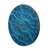 青、シンプル、モダン波カッコいい抽象化 ダーツボード (正面右)