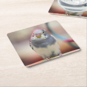 青 スクエアペーパーコースター (アングル)