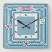 青 スクエア壁時計 (正面)