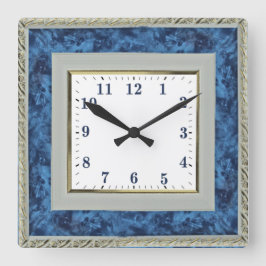 青 スクエア壁時計