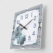 青 スクエア壁時計 (傾斜)