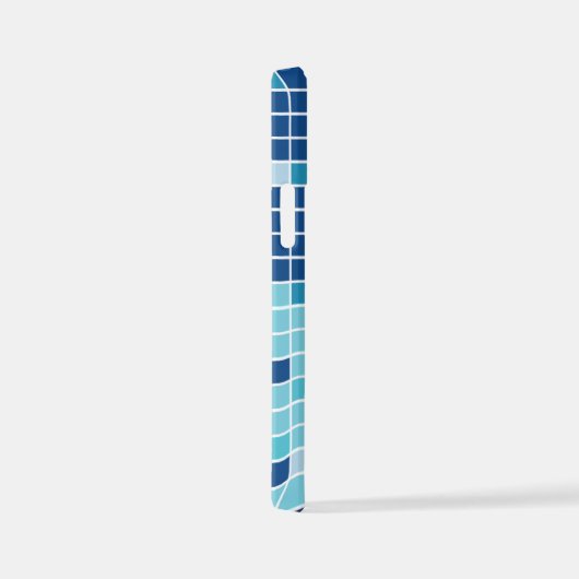 青，タイル，モザイク iPhoneケース (右側面)