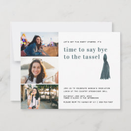 青 | タッセルへの別れ 卒業写真パーティー 招待状