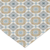 青、タン、白、および茶色の円の正方形パターン テーブルクロス (アングル)