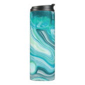 青、ターコイズの海の波と泡 タンブラー (回転左)