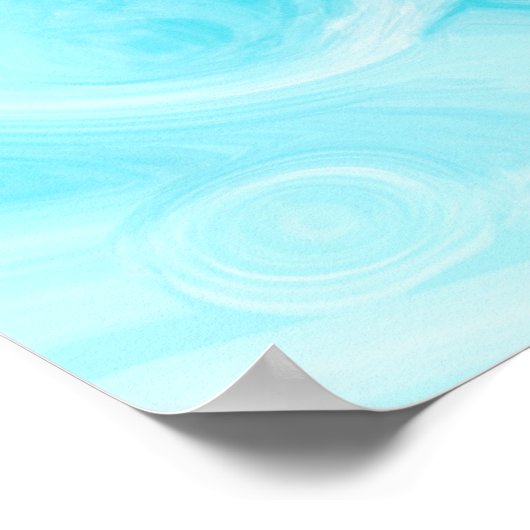 青、ターコイズの海の波と泡 ポスター (角)