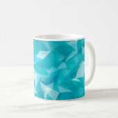 青、ターコイズの背景(結晶、三角形) コーヒーマグカップ (正面右)