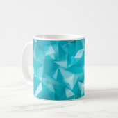 青、ターコイズの背景(結晶、三角形) コーヒーマグカップ (正面左)
