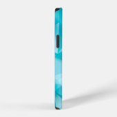 青、ターコイズの背景（結晶、三角形） iPhoneケース (右側面)