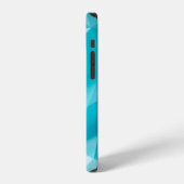 青、ターコイズの背景（結晶、三角形） iPhoneケース (左側面)