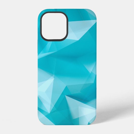 青、ターコイズの背景（結晶、三角形） iPhoneケース (裏面)