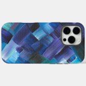 青、ターコイズブルー、紫の抽象的なブラシストローク Case-Mate iPhoneケース (裏面 (横))