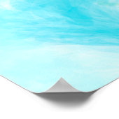 青、ターコイズ海波デジタル流体アート ポスター (角)