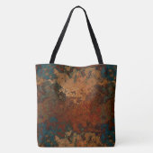 青、ターコイズ、さび大理石抽象芸術 トートバッグ (裏面)