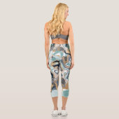 青、ターコイズ、金ゴールド渦巻き大理石 カプリレギンス (裏面)