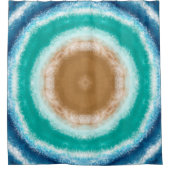 青、ティール（緑がかった色）、およびターコイズ海波 シャワーカーテン (正面)