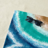 青、ティール（緑がかった色）、およびターコイズ海波 ビーチタオル (インサイチュ)