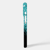 青、ティール(緑がかった色)、グリッター、名前とモノグラムガーリー、 Case-Mate iPhoneケース (裏面 / 左)