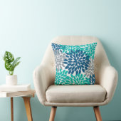 青、ティール（緑がかった色）、灰色のダリアPinnata クッション (椅子)