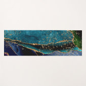 青/ティール（緑がかった色）/紫アゲート付き/金ゴールドグリッター静脈 ヨガマット (正面(横))