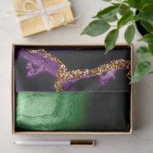 青/ティール（緑がかった色）/紫アゲート付き/金ゴールドグリッター静脈 薄葉紙 (ギフト)