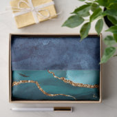 青/ティール（緑がかった色）/紫アゲート付き/金ゴールドグリッター静脈 薄葉紙 (ギフト)