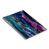 青/ティール(緑がかった色)/紫アゲート付き/金ゴールド静脈モノグラム ノートブック (右側)