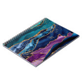 青/ティール(緑がかった色)/紫アゲート付き/金ゴールド静脈モノグラム ノートブック (左側)