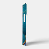 青/ティール(緑がかった色)/紫アゲート付き/金ゴールド静脈モノグラム Case-Mate iPhoneケース (裏面 / 右)