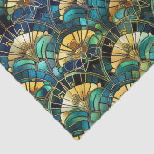 青、ティール（緑がかった色）、金ゴールド孔雀ステンドグラス 薄葉紙 (詳細)