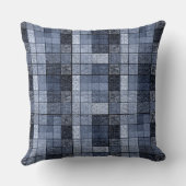 青、デニム、タータンチェック、格子縞。 クッション (裏面)