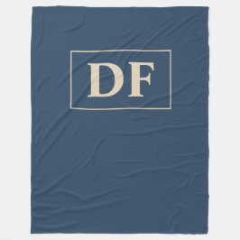青/バニラモノグラムの フリースブランケット