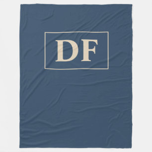 青/バニラモノグラムの フリースブランケット
