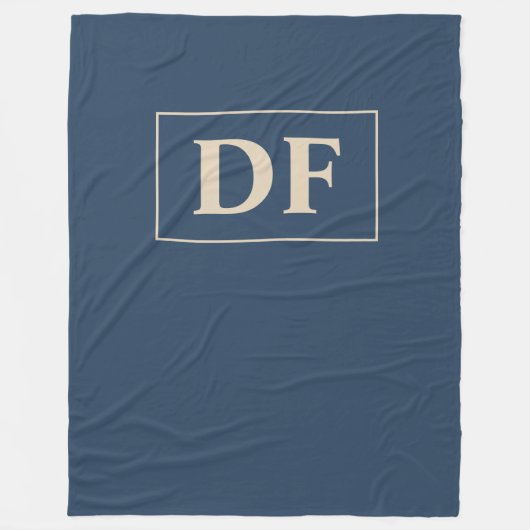 青/バニラモノグラムの フリースブランケット (正面)