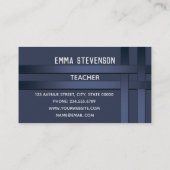 青、パターン、リボン 名刺 (裏面)